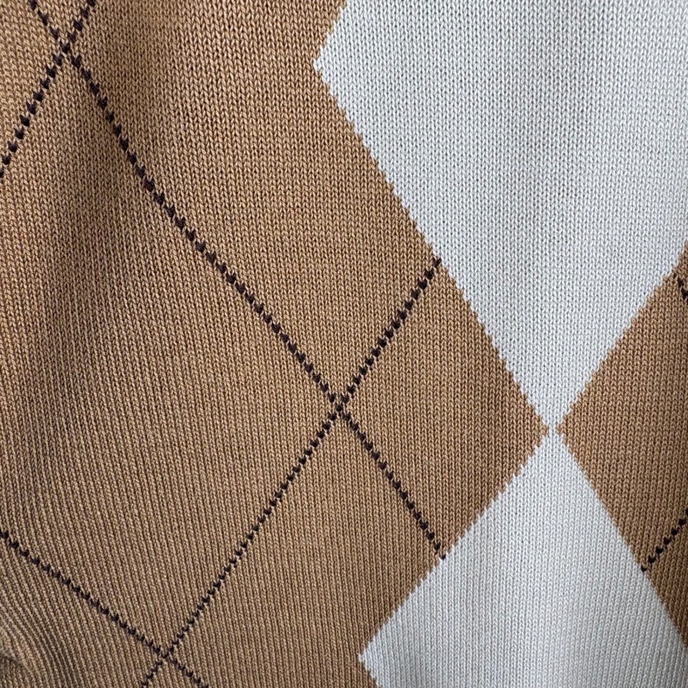 Greg Norman Men's XL Argyle Quarter-Zip‎ Sweater Tan Camel Golf Eclectic Grandpa - Picture 6 of 7